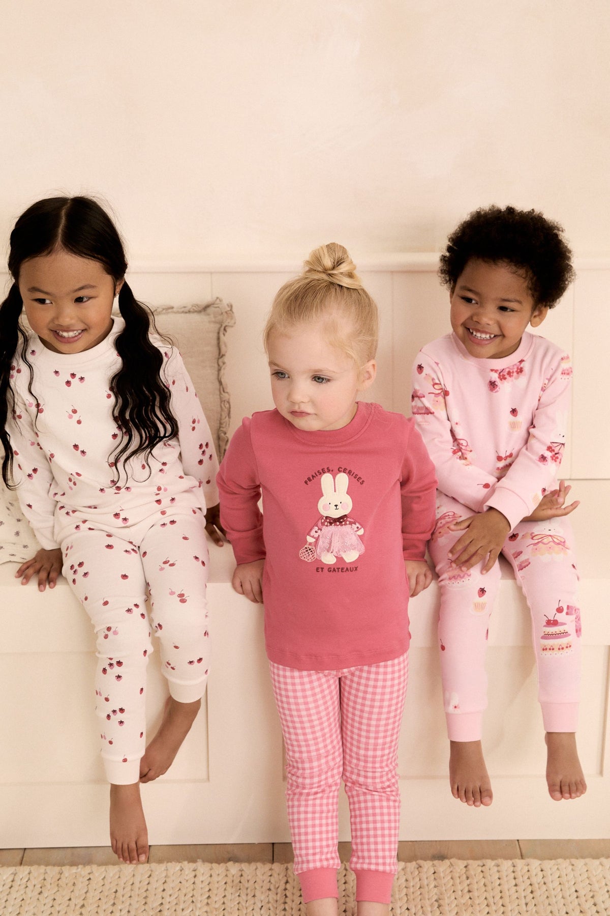 Set 3 pijamale mulate – roz, fete, 9-12 luni - 11-12 ani, NEXT - imagine 2