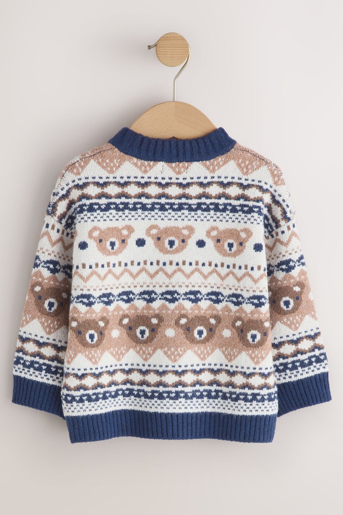 Pulover tricotat cu guler rotund Crem/Navy - Multi, Băieți, 3-6 luni - 6-7 ani, NEXT - imagine 6