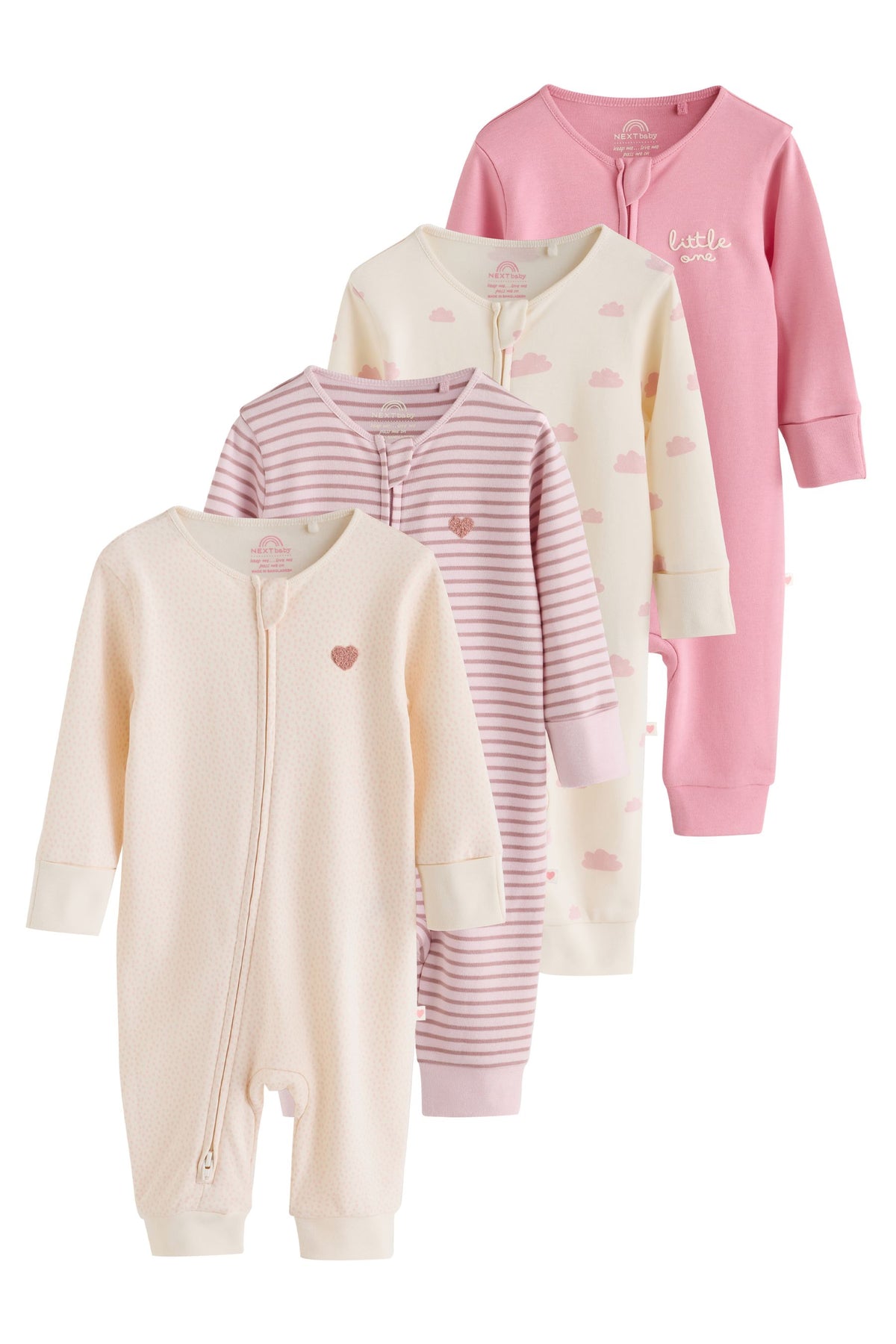 Salopetă pentru bebeluși cu fermoar bidirecțional Ecru/Pink Cloud 4 set - Roz, Nou-născut, 2.2kg - 1.5-2 ani, NEXT - imagine 3