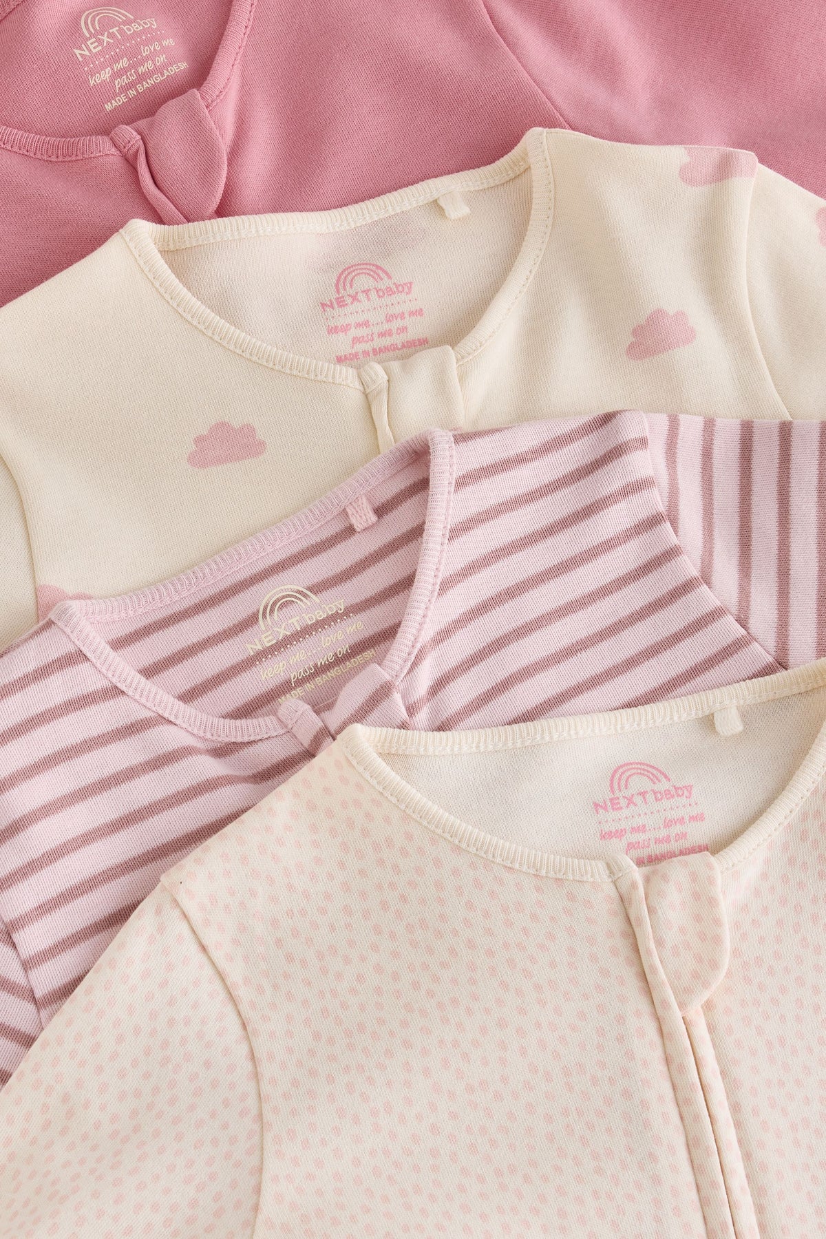 Salopetă pentru bebeluși cu fermoar bidirecțional Ecru/Pink Cloud 4 set - Roz, Nou-născut, 2.2kg - 1.5-2 ani, NEXT - imagine 8