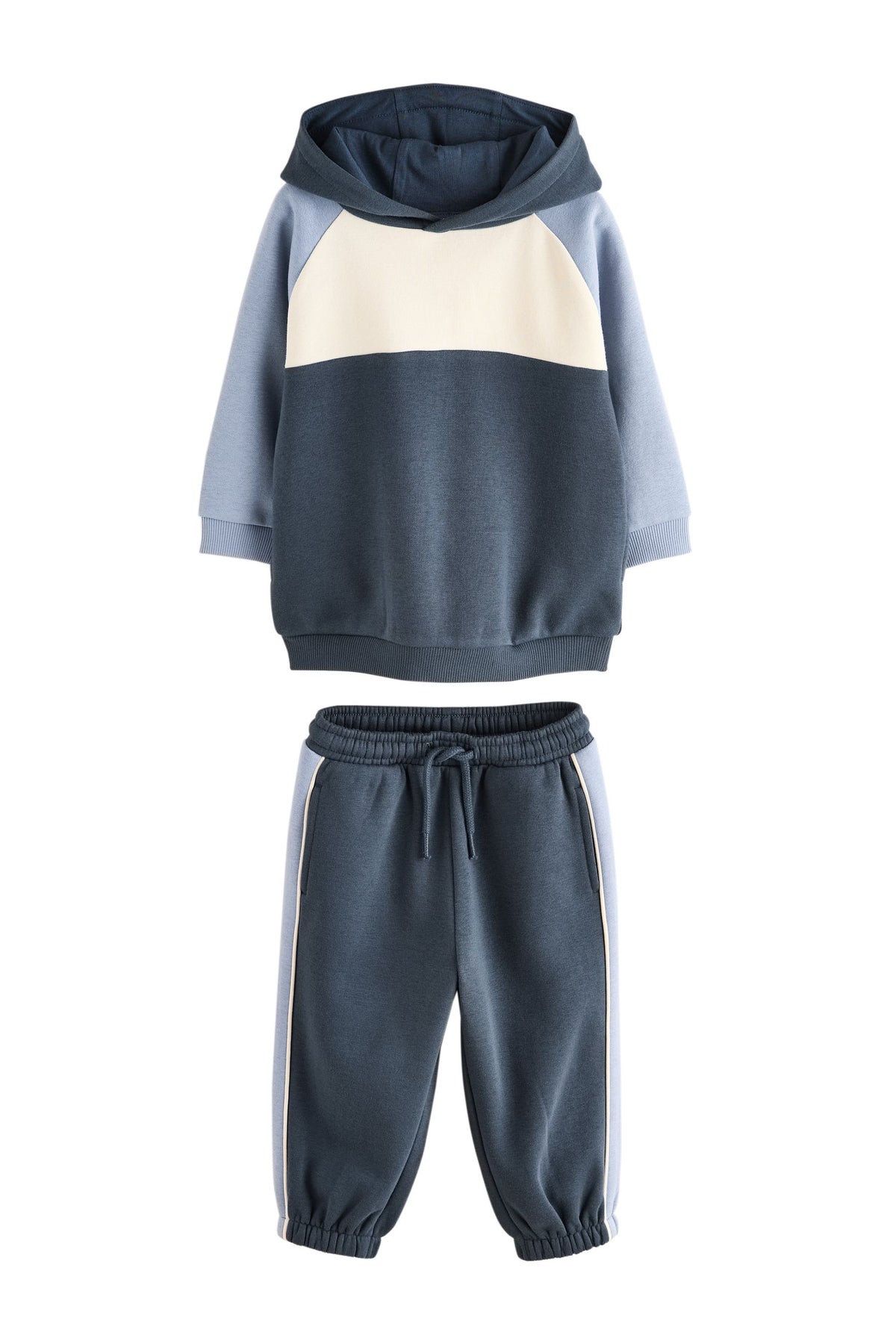 Set hanorac cu glugă și pantaloni de trening, color block – albastru, băieți, 3-6 luni - 6-7 ani, NEXT - imagine 4