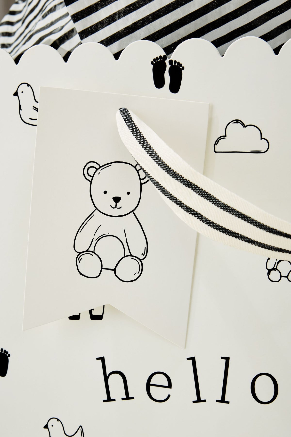 Set cadou baby monocrom cu sacoșă și felicitare, NEXT