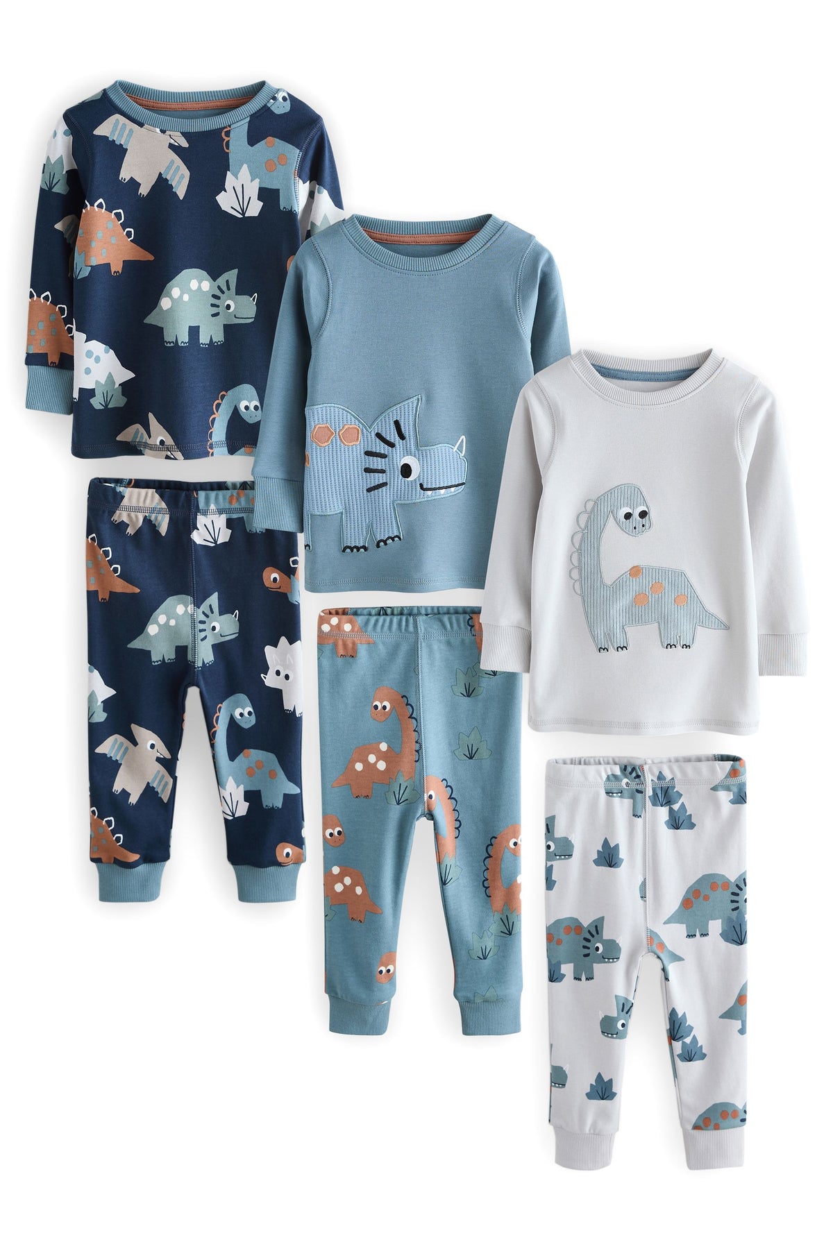 Set 3 pijamale mulate cu dinozauri – bleumarin, băieți, 9-12 luni - 7-8 ani, NEXT - imagine 26