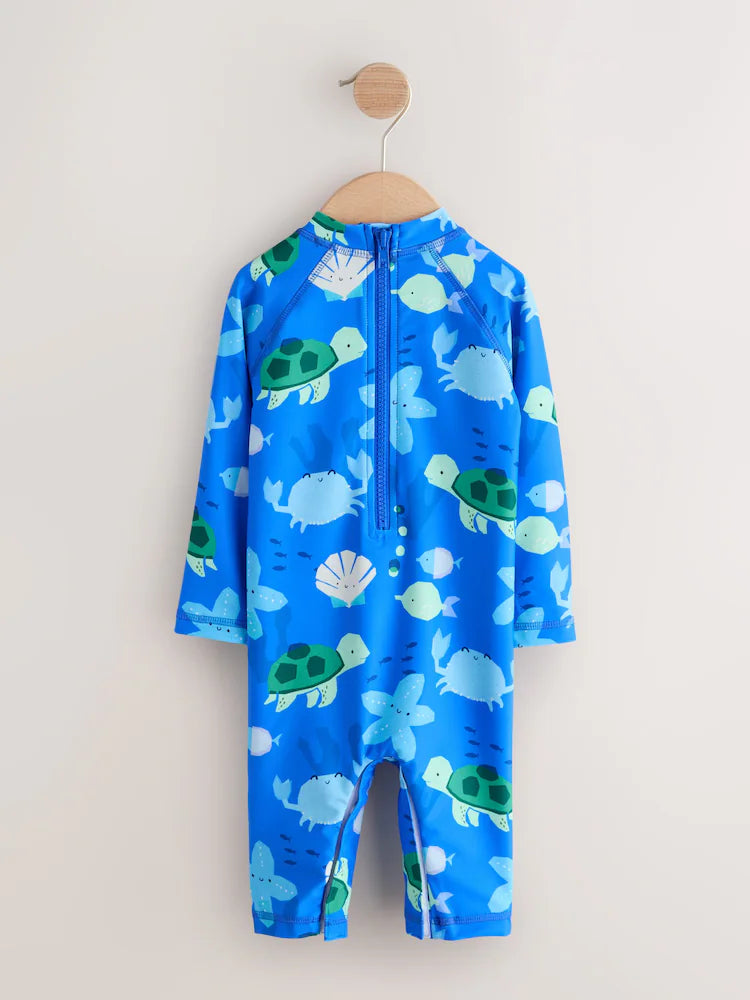 BLUE SUNSAFE SWIMSUIT AND HAT SET