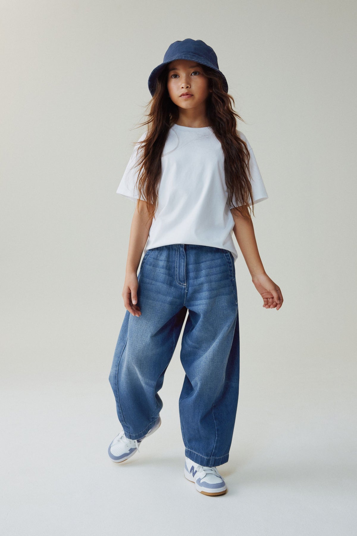 Blugi barrel – denim închis, fete, 3 ani - 16 ani, NEXT - imagine 6