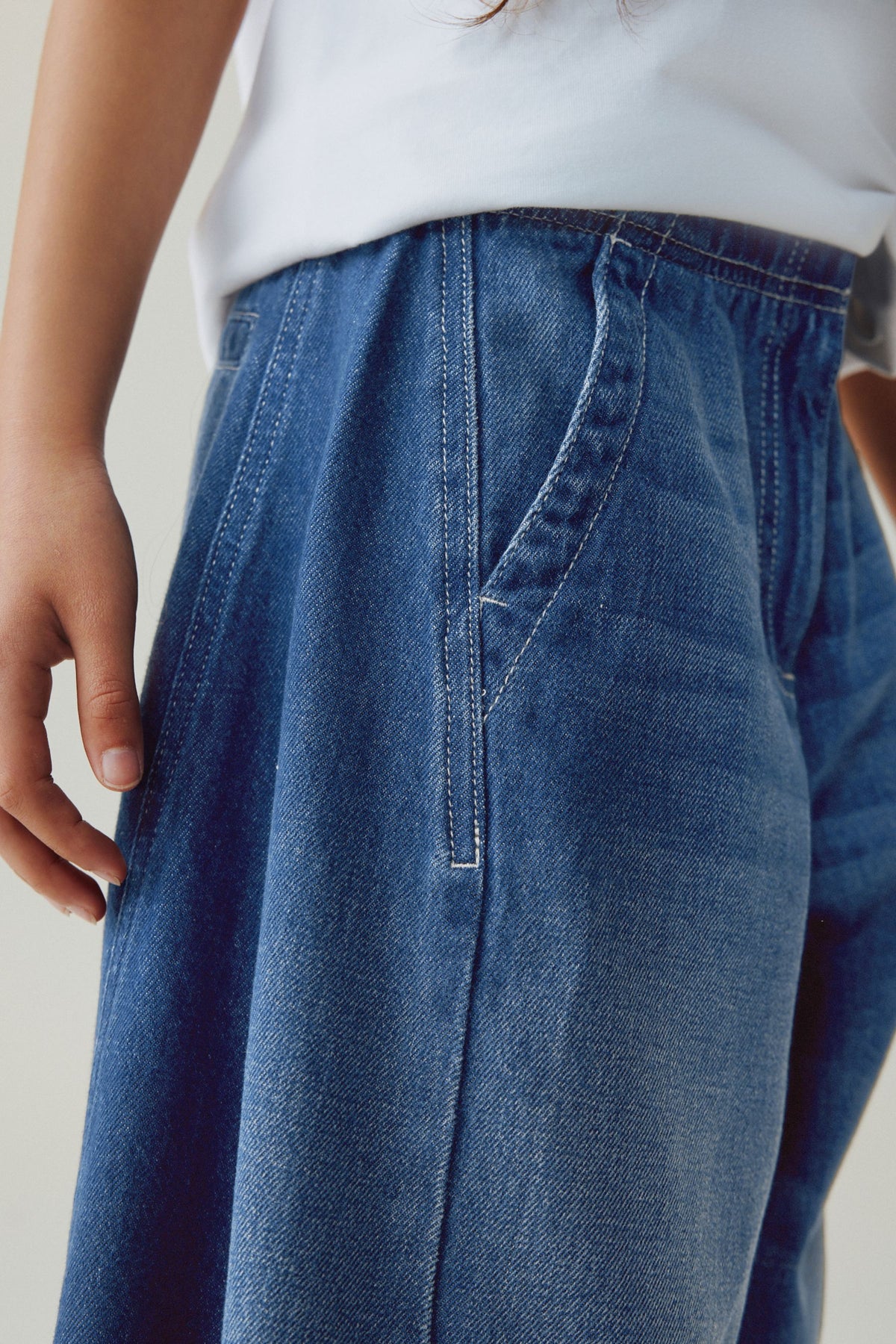 Blugi barrel – denim închis, fete, 3 ani - 16 ani, NEXT - imagine 2