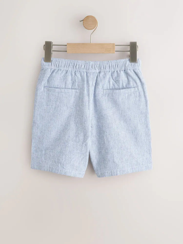 Pantaloni scurți din in cu talie elastică - albastru, 3 ani - 16 ani, NEXT