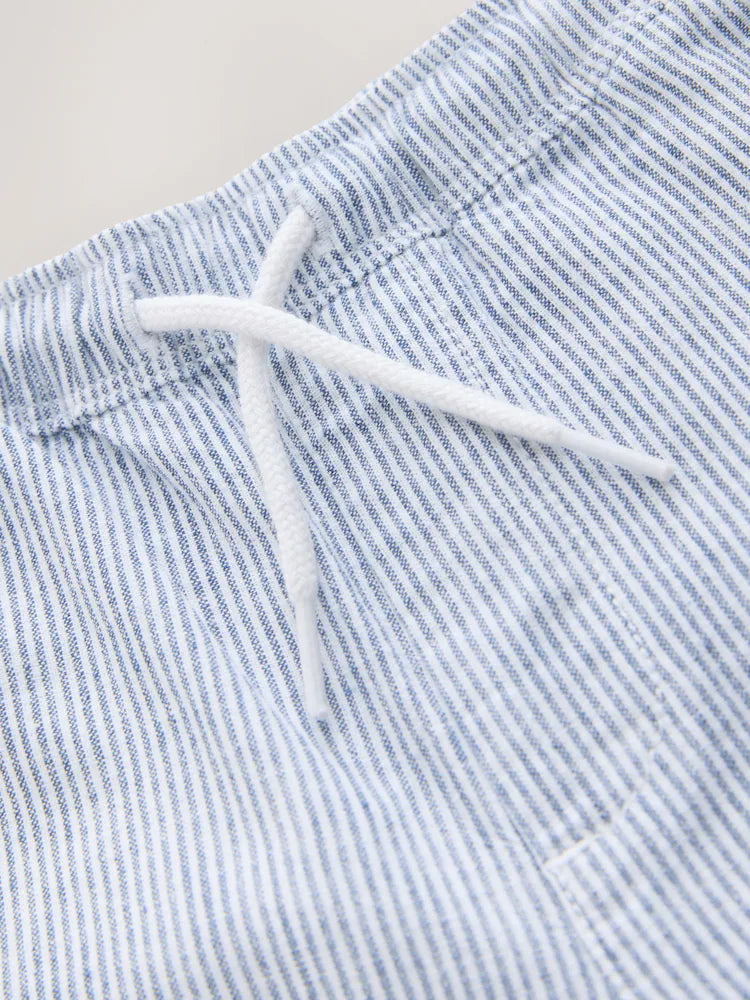 Pantaloni scurți din in cu talie elastică - albastru, 3 ani - 16 ani, NEXT