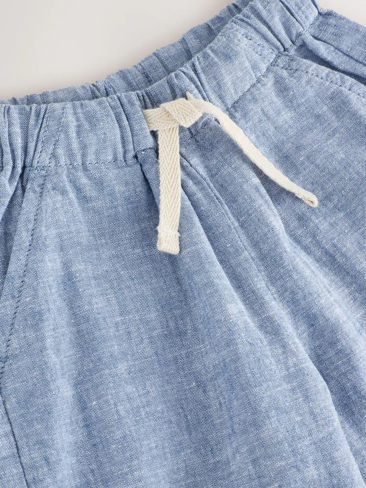Pantaloni cu croială lejeră din in cu talie elastică - albastru, 3-6 luni - 6-7 ani, NEXT
