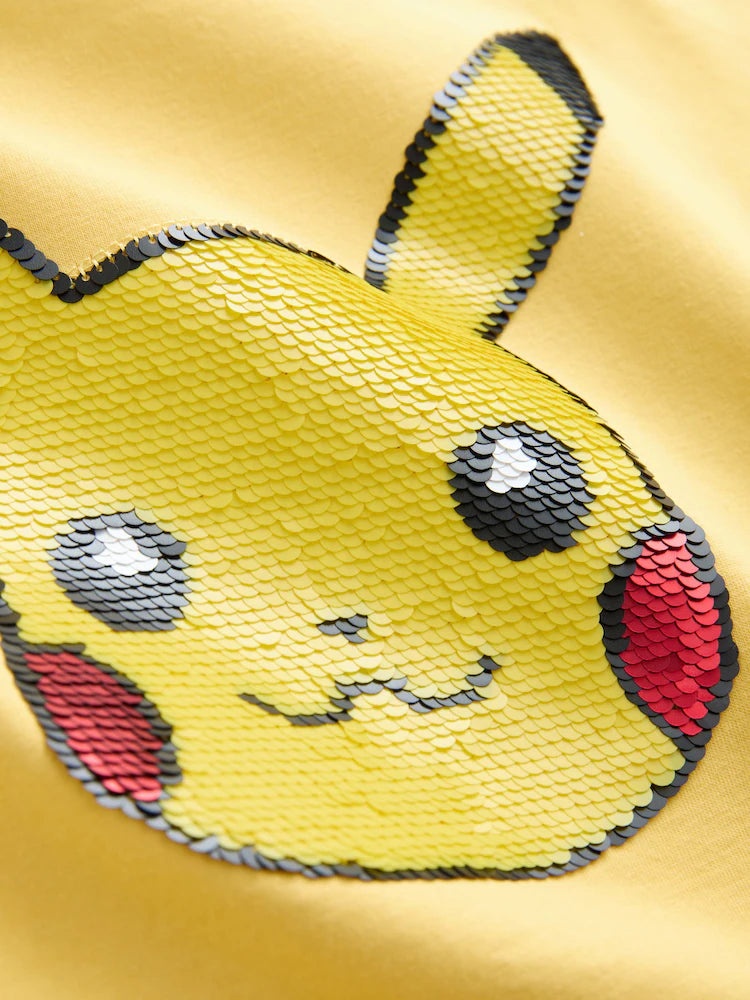 Tricou Pokémon cu mânecă scurtă și paiete - galben, 3 ani - 14 ani, NEXT