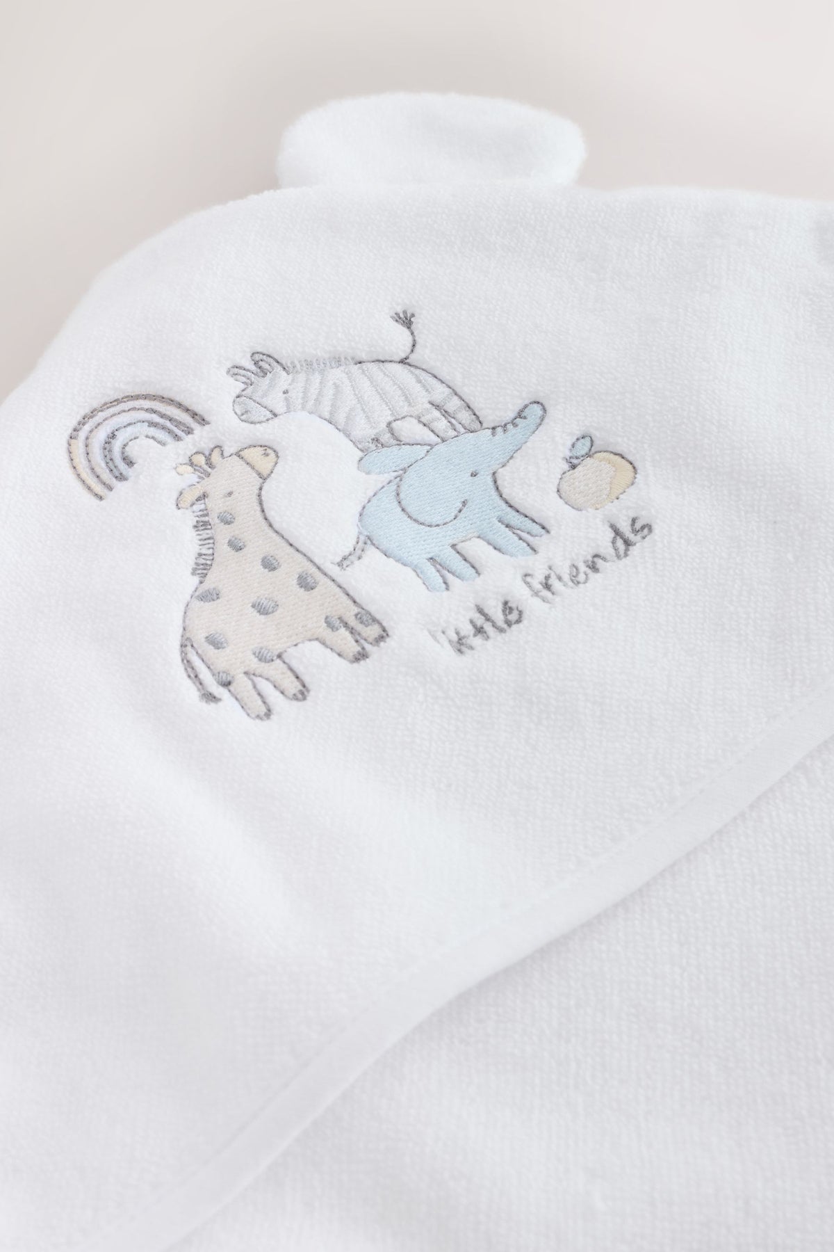 Prosop cu glugă pentru bebeluși animale Safari – alb, NEXT