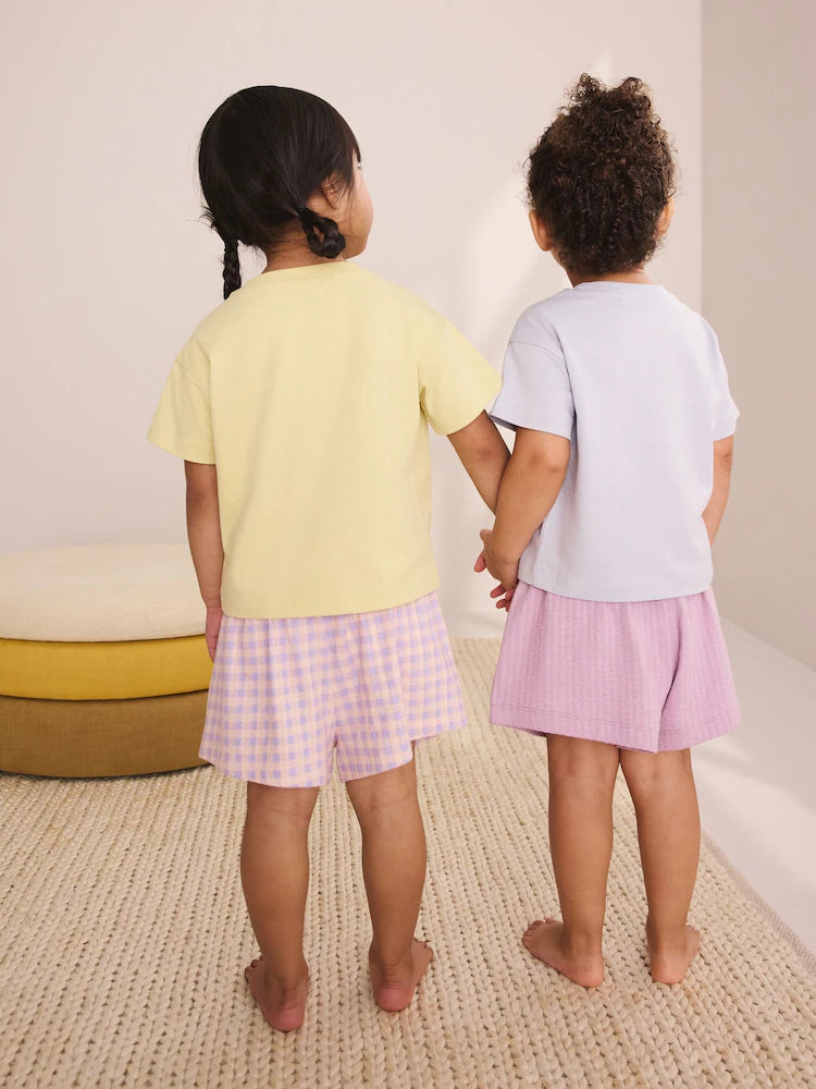 Set de 2 pijamale scurte cu aplicații - roz/lila/galben, 9-12 luni - 9-10 ani, NEXT