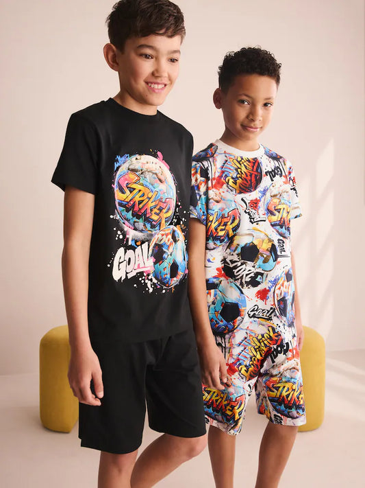 Set 2 pijamale scurte pentru băieți cu imprimeu - multicolor, NEXT