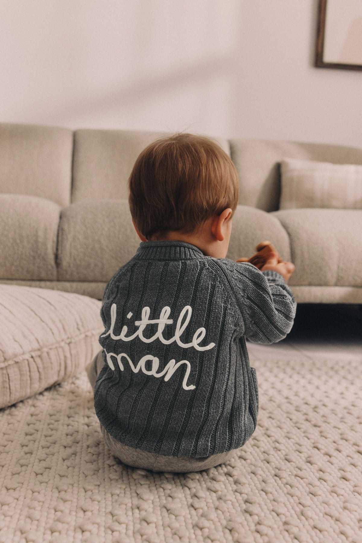 Cardigan Little Man din bumbac 100% – gri, bebeluși, NEXT