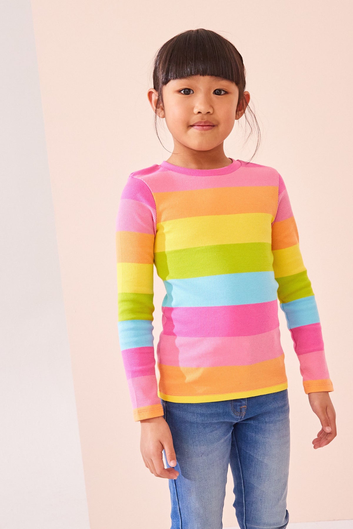 Top din tricot cu nervuri cu mânecă lungă în dungi – multicolor, fete, 3 ani - 16 ani, NEXT - imagine 7