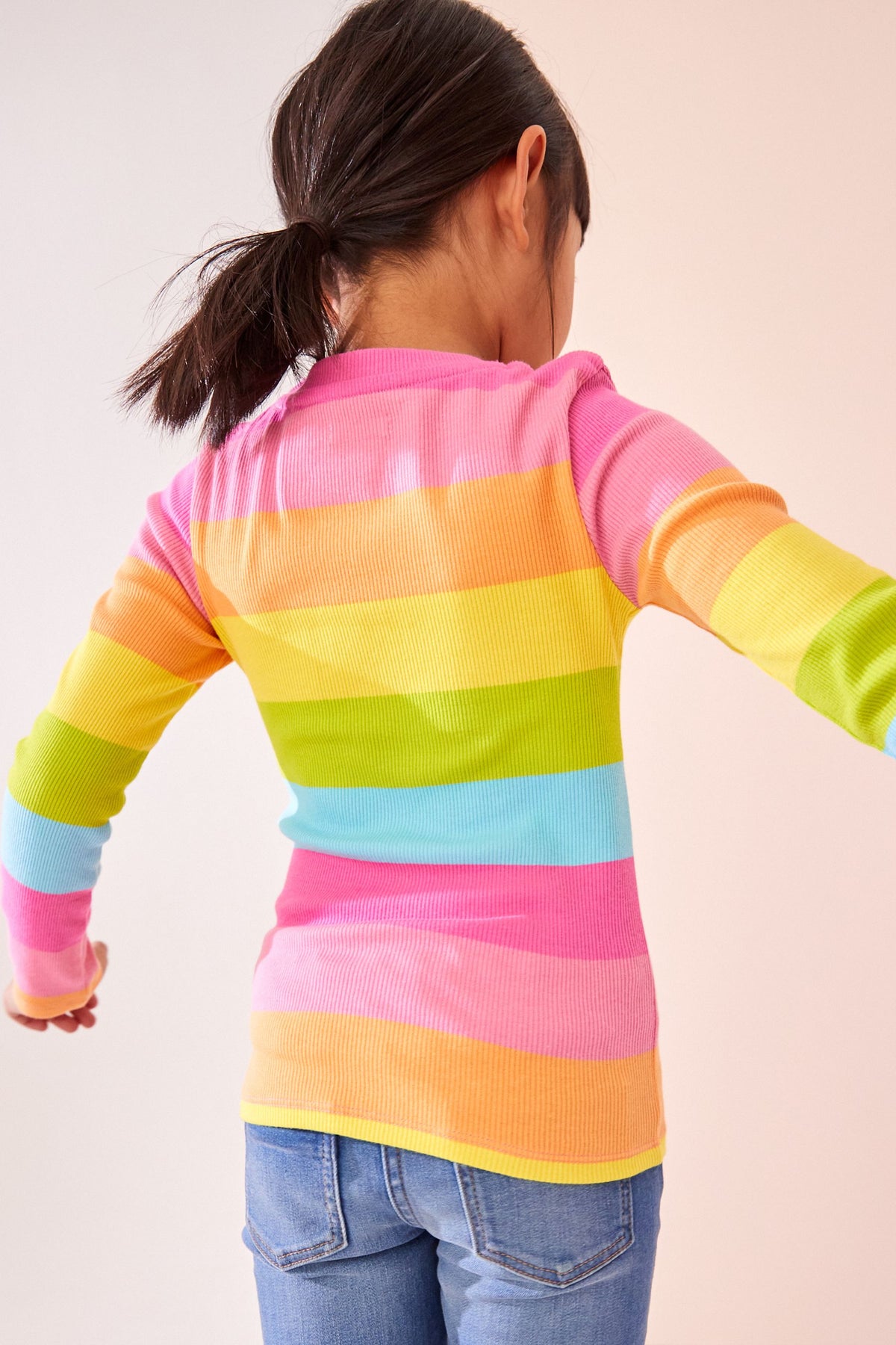 Top din tricot cu nervuri cu mânecă lungă în dungi – multicolor, fete, 3 ani - 16 ani, NEXT - imagine 8