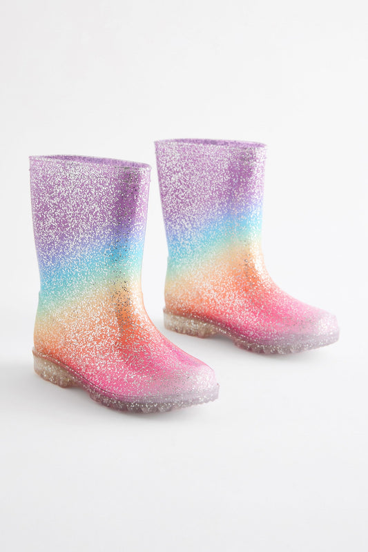 Cizme de ploaie curcubeu cu glitter, fete, NEXT