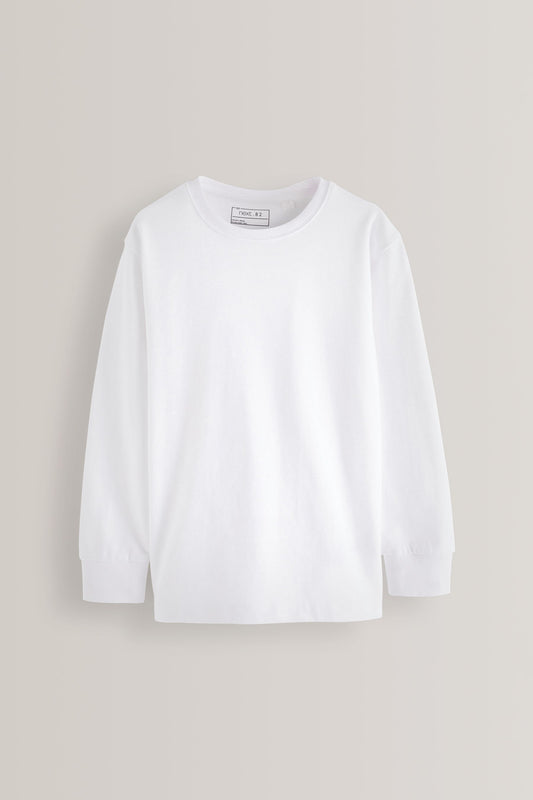 Tricou cosy cu mânecă lungă, regular fit – alb, băieți, 3 ani - 16 ani, NEXT