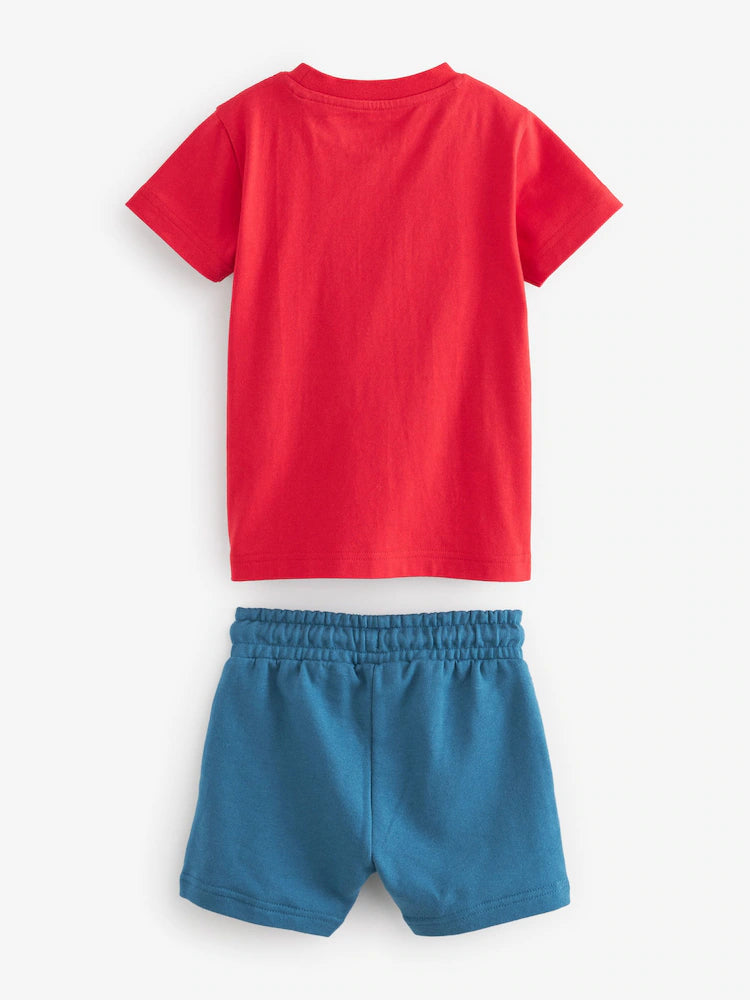Set Spider-Man cu tricou și pantaloni scurți - roșu/albastru, NEXT