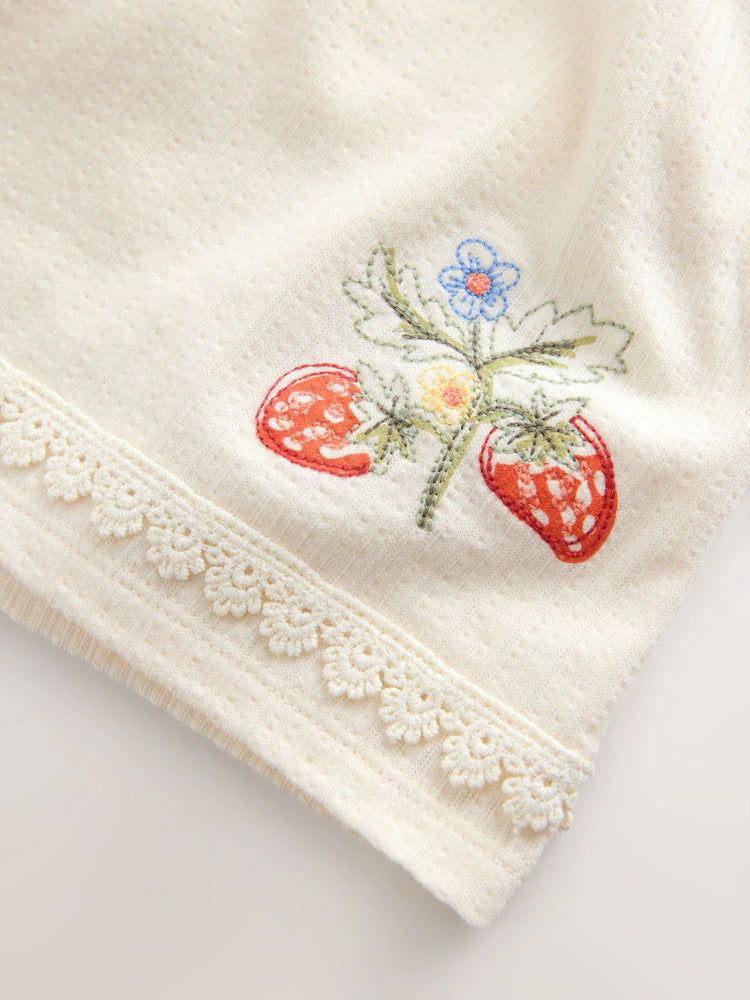 Set cu cămașă și pantaloni scurți cu broderie florală - crem, NEXT