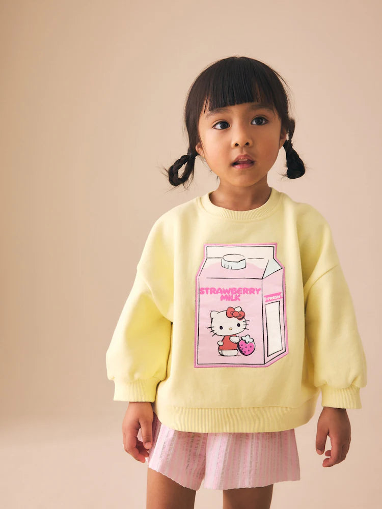 Set Hello Kitty cu bluză de trening și pantaloni scurți - galben