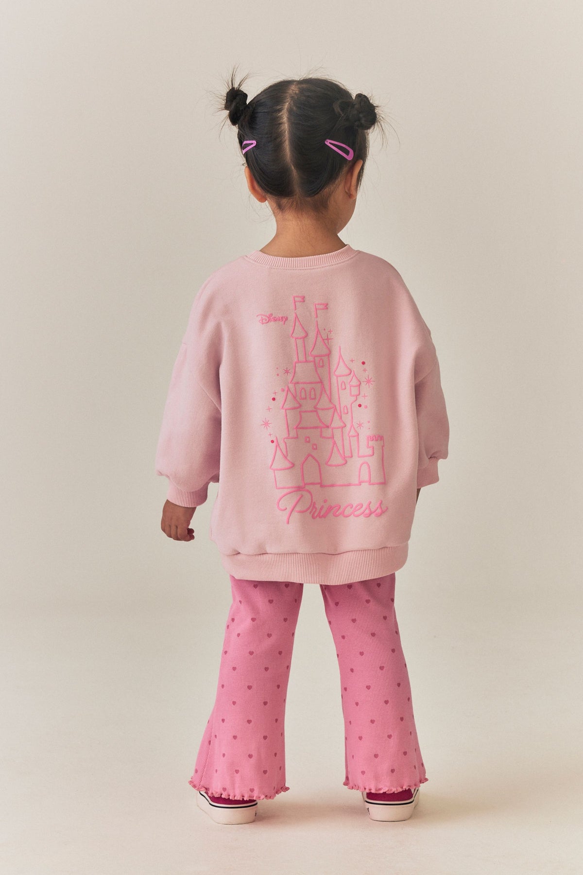 Set Disney Princess bluză de trening și pantaloni evazați – roz pal, fete, 3-6 luni - 6-7 ani, NEXT - imagine 4