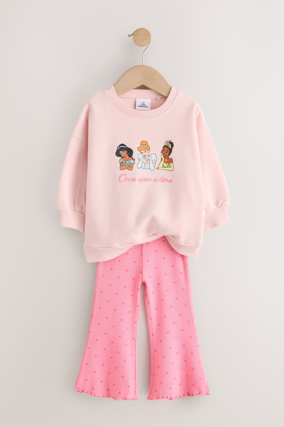 Set Disney Princess bluză de trening și pantaloni evazați – roz pal, fete, 3-6 luni - 6-7 ani, NEXT - imagine 11