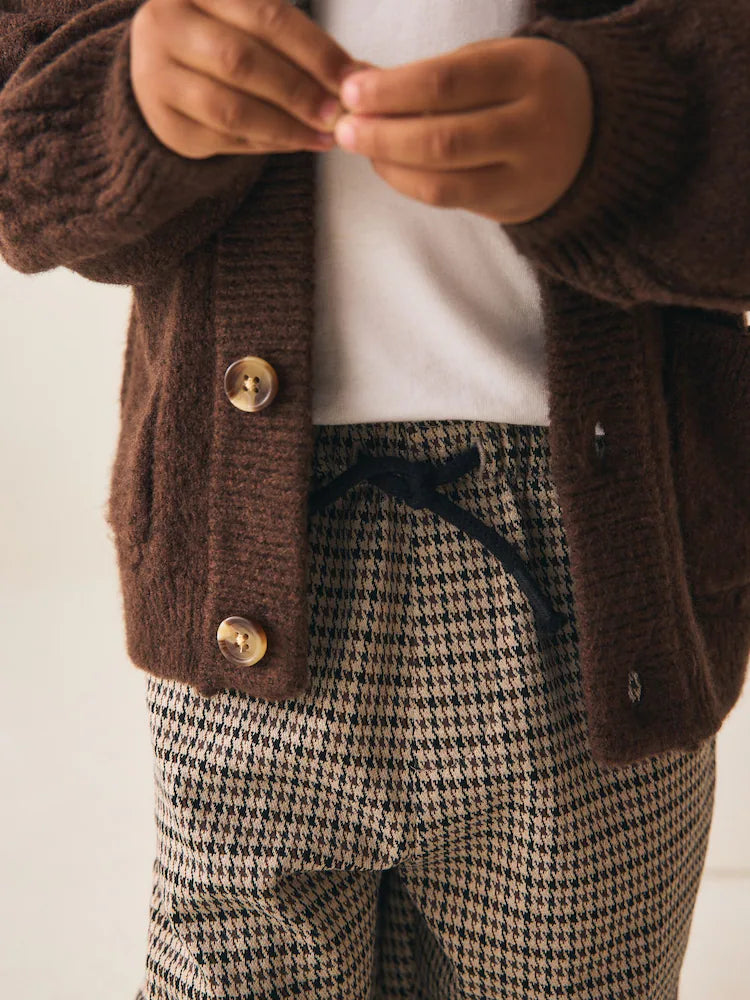 Pantaloni eleganți texturați – maro, băieți, 3-6 luni - 5-6 ani, NEXT