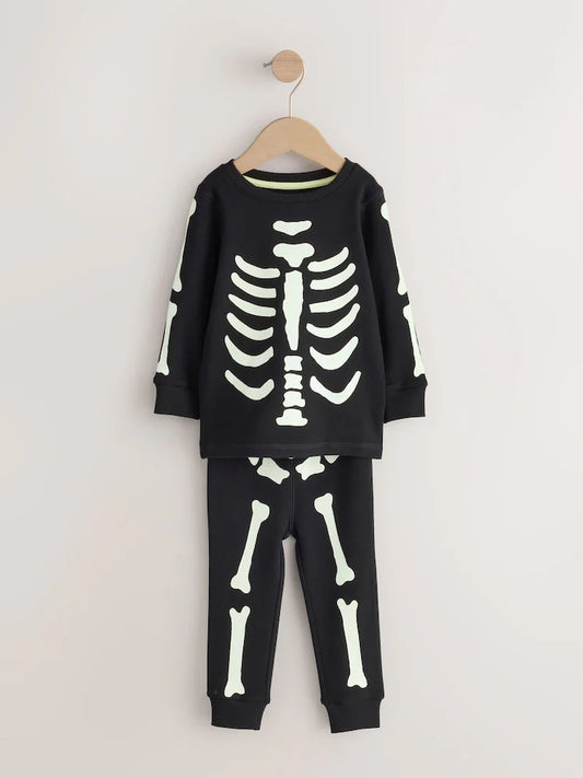 Pijamale de Halloween cu schelet fosforescent – negre, băieți, 9-12 luni - 7-8 ani, NEXT