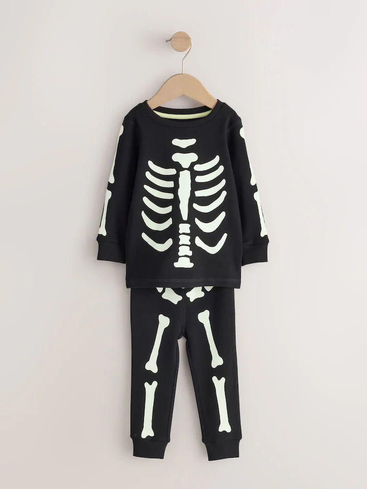 Pijamale de Halloween cu schelet fosforescent – negre, băieți, 9-12 luni - 7-8 ani, NEXT