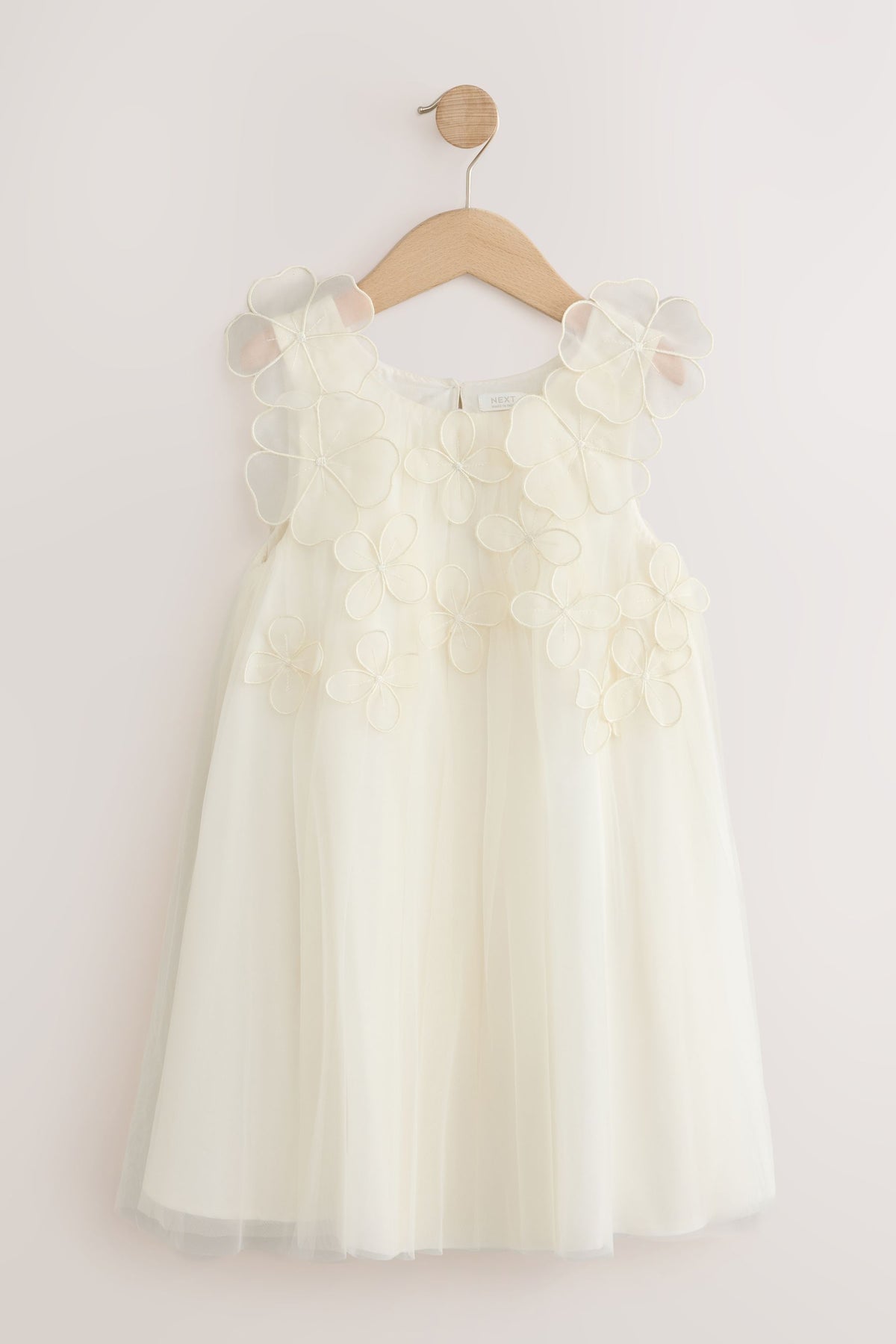 Ivory Flower Girl 3D Flowers Mesh Dress - Ivory, Girls, 3 Yrs - 16 Yrs, NEXT