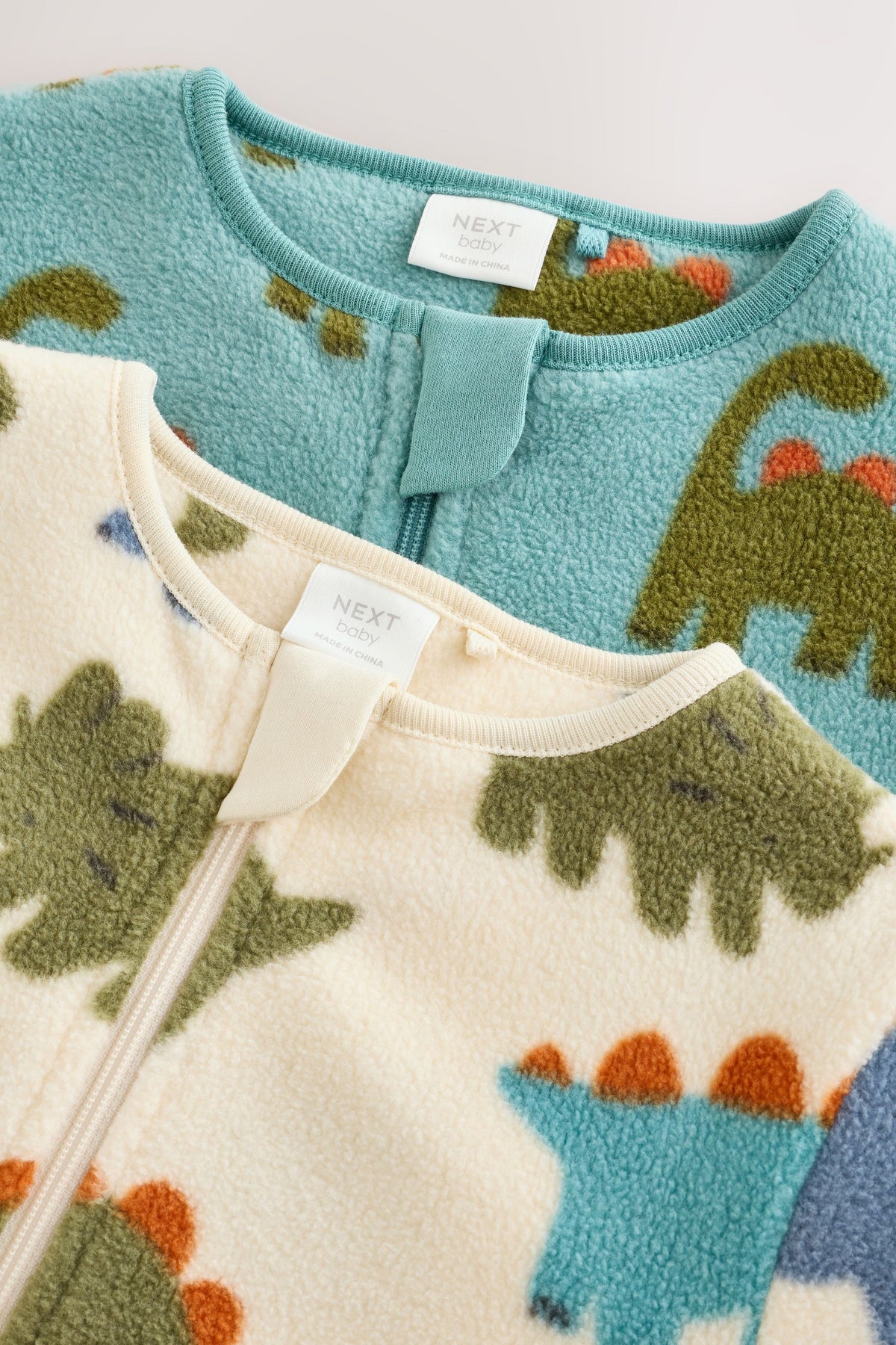 Set 2 salopete de dormit din micro fleece cu dinozauri și fermoar dublu – albastru, nou-născuți, mărime inițială - 2-3 ani, NEXT - imagine 7