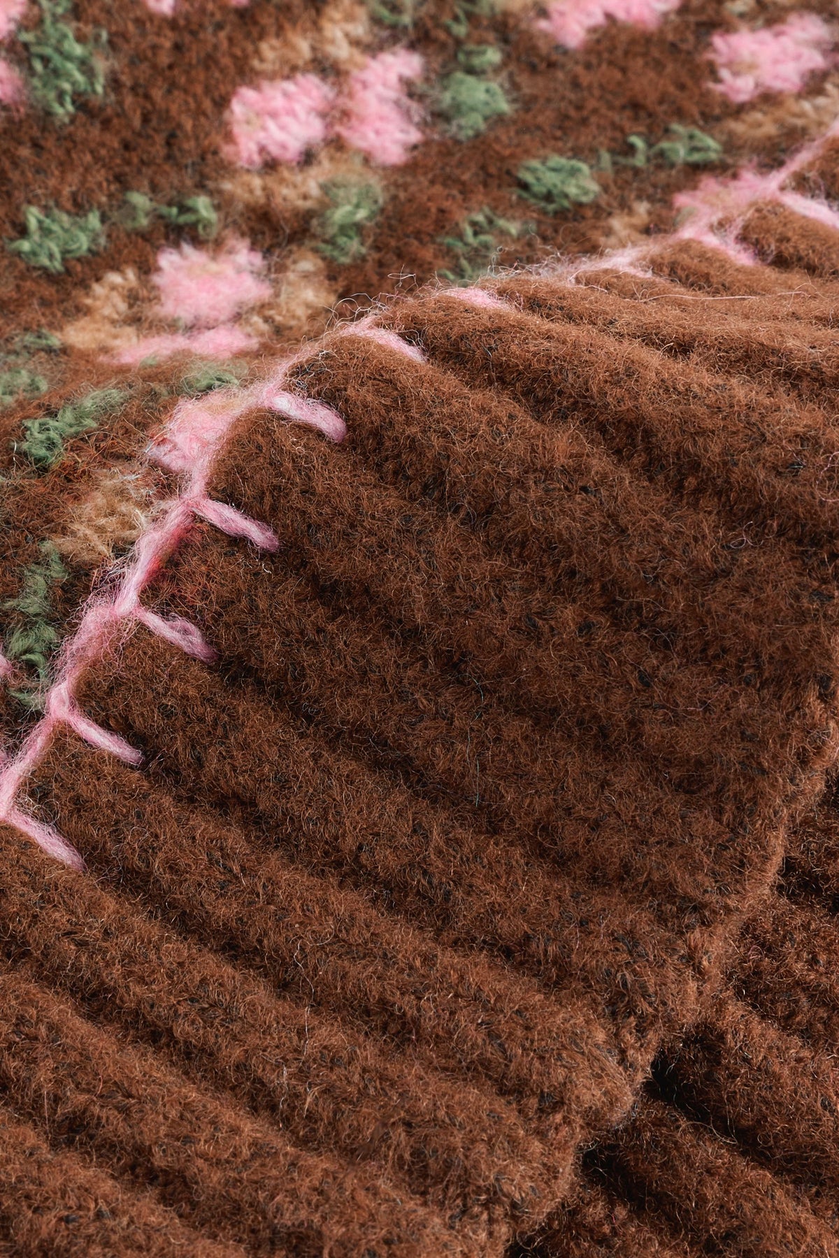 Brown/ Pink Floral Pom Beanie Hat - Brown, Girls, 1-2 Yrs - 11-13 Yrs, NEXT - imagine 3