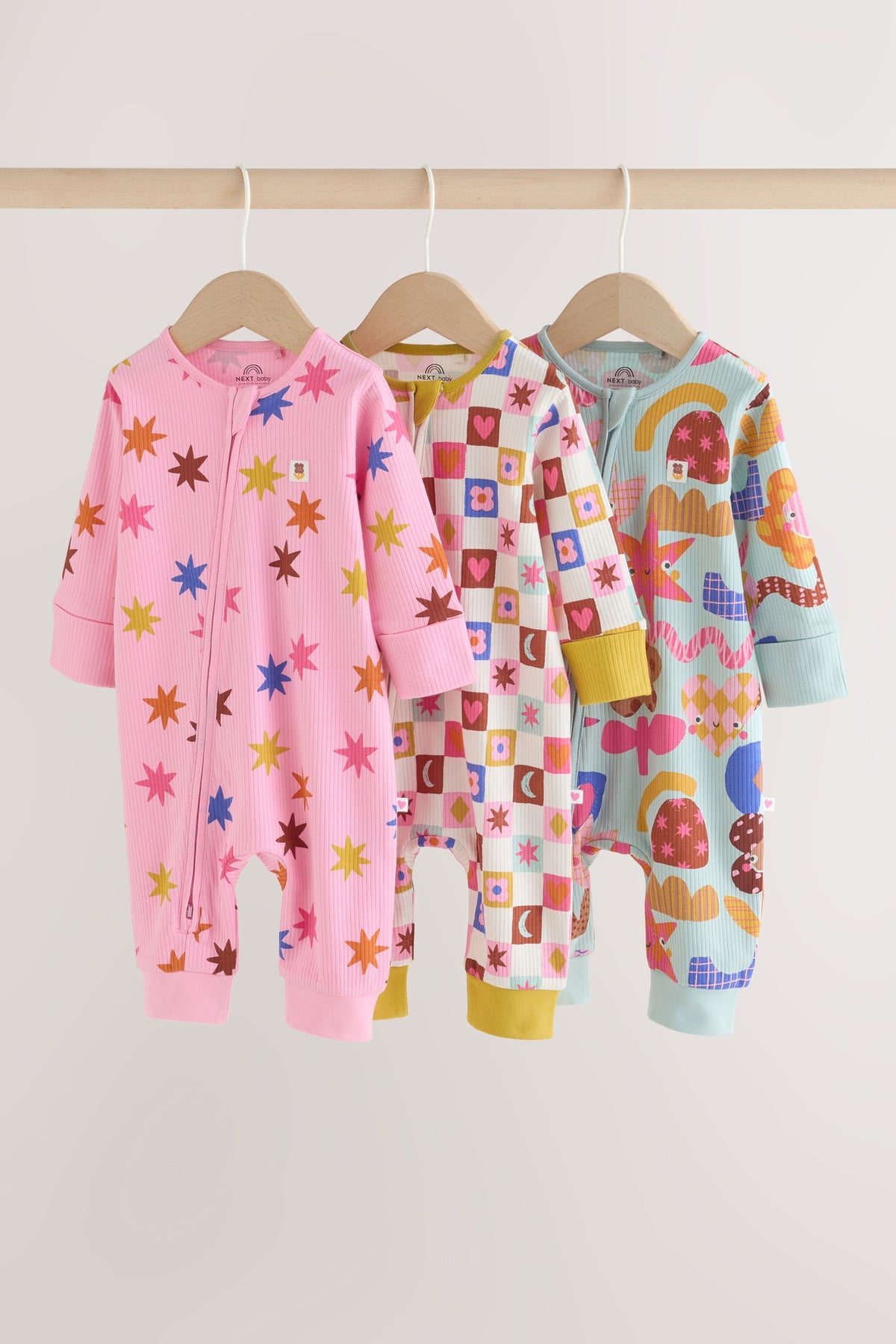 Set 3 salopete de dormit pentru bebeluși, cu stele și fermoar dublu – multicolor, nou-născuți, mărime inițială - 2-3 ani, NEXT - imagine 16