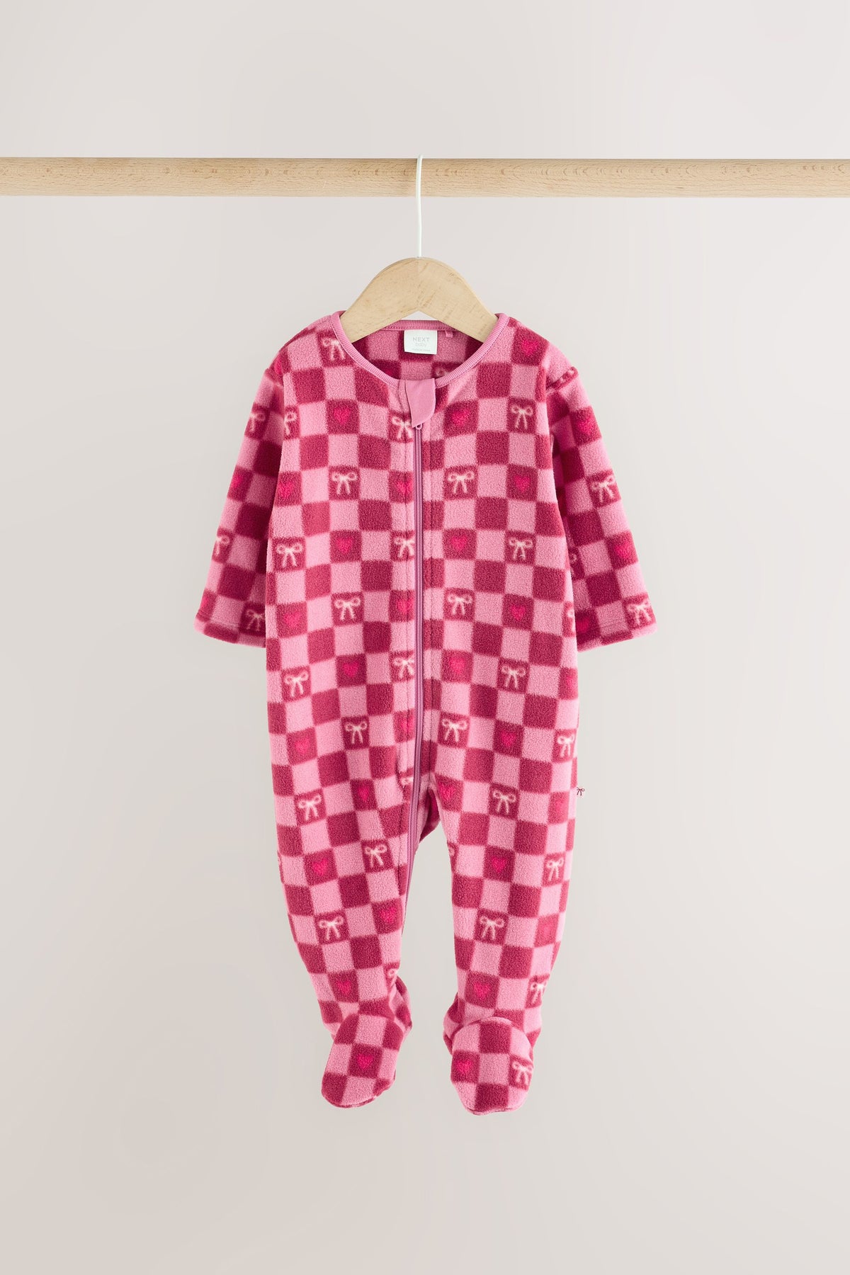 Salopete pentru bebeluși cu fermoar în două direcții din microfleece roz/roșu cu fundiță set de 2 - Roz, Nou-născut, Mărime 1 - 2-3 ani, NEXT - imagine 10