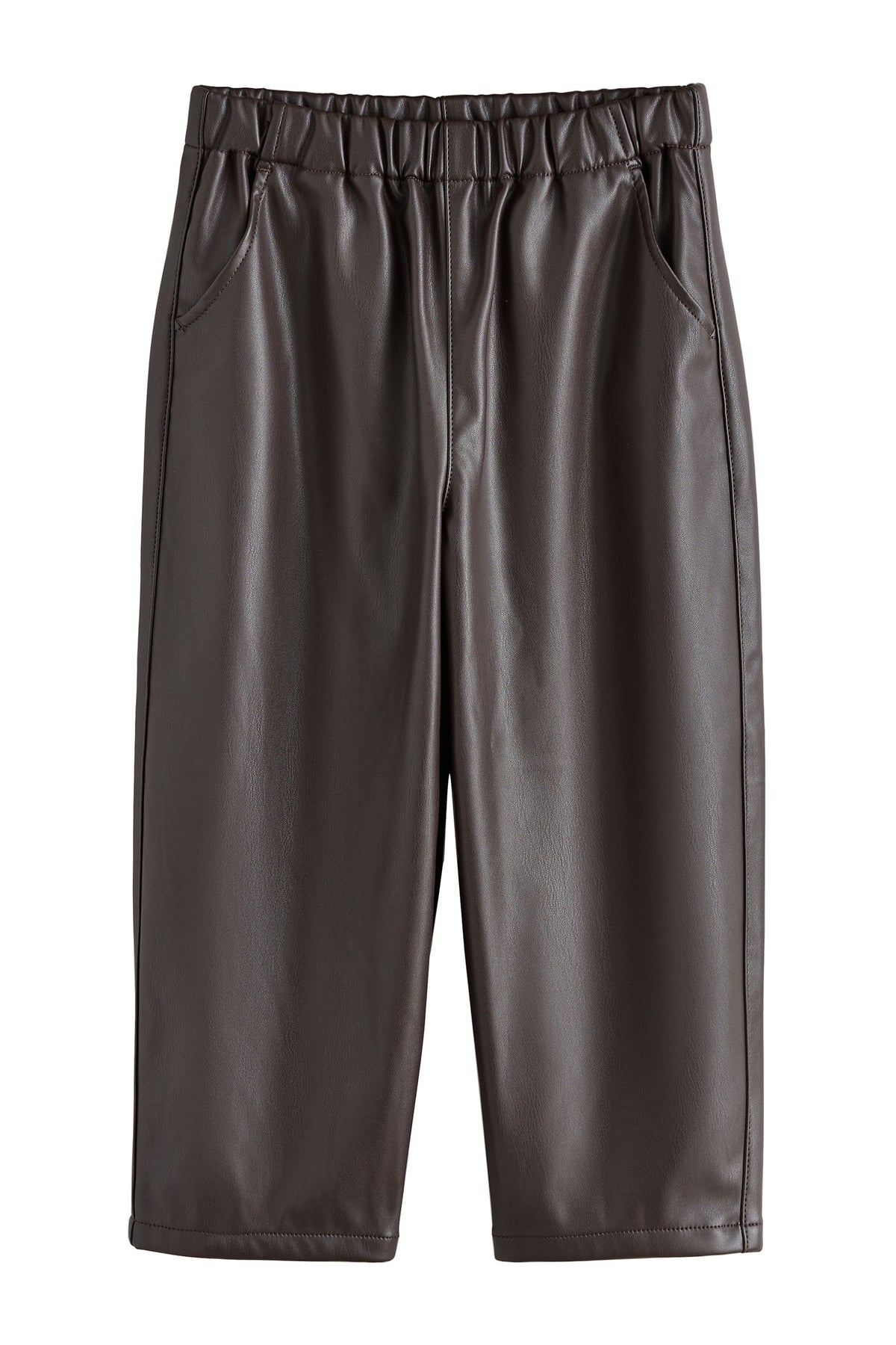 Pantaloni din Piele Ecologică Culoare Ciocolată - Culoare Ciocolată, Fete, 3 ani - 16 ani, NEXT