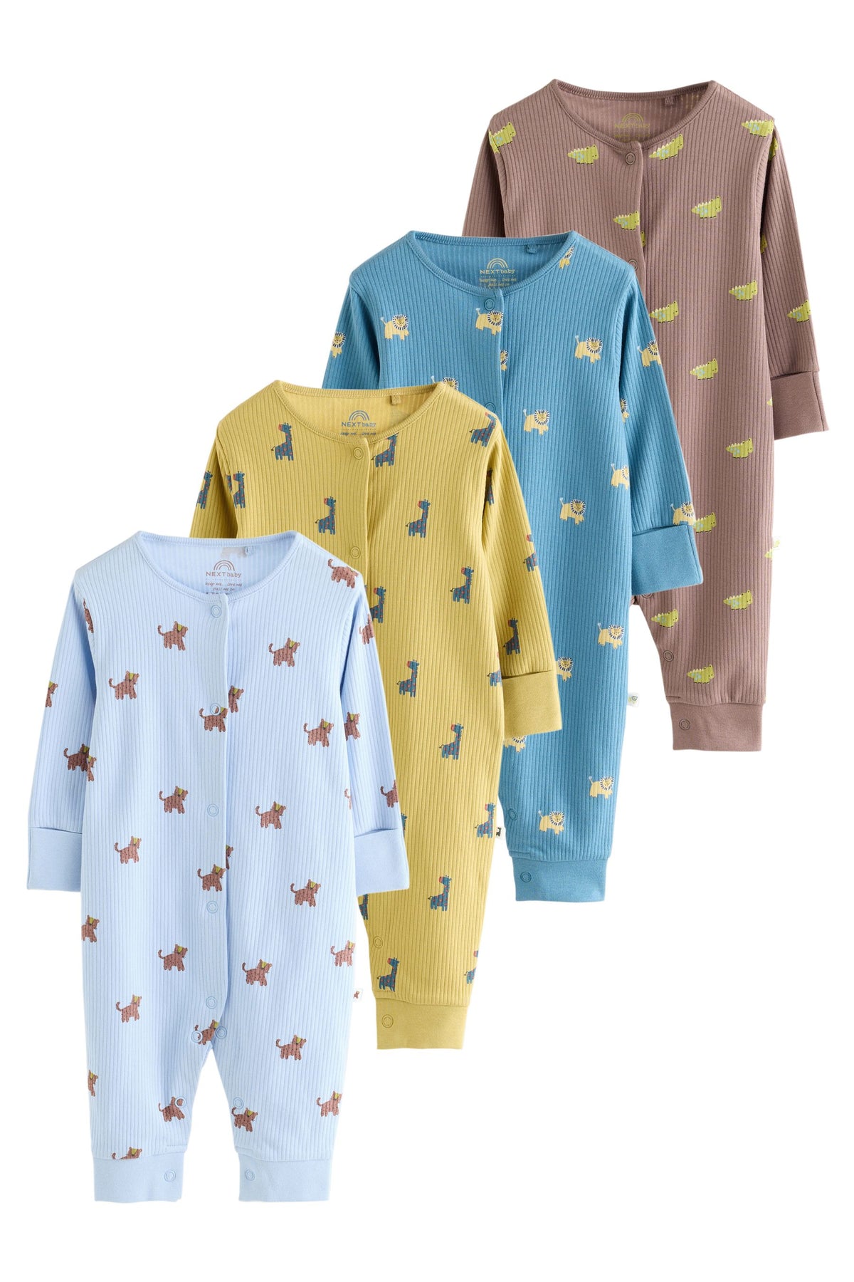 Multi Two Way Zip Baby Sleepsuits 4 Pack - Multi, Newborn, First Size - 2-3 Yrs, NEXT - imagine 17