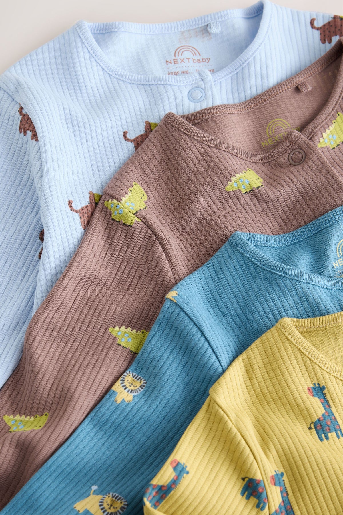 Multi Two Way Zip Baby Sleepsuits 4 Pack - Multi, Newborn, First Size - 2-3 Yrs, NEXT - imagine 18