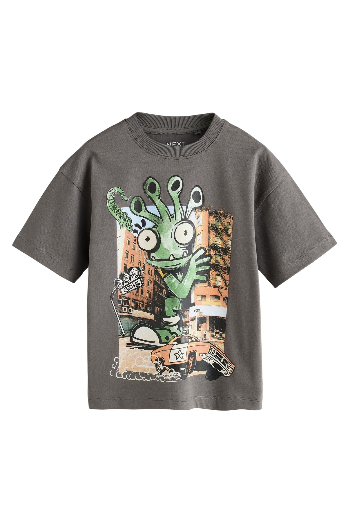 Charcoal Grey Alien Short Sleeve Graphic T-Shirt - Grey, Boys, 3 Yrs - 16 Yrs, NEXT - imagine 3
