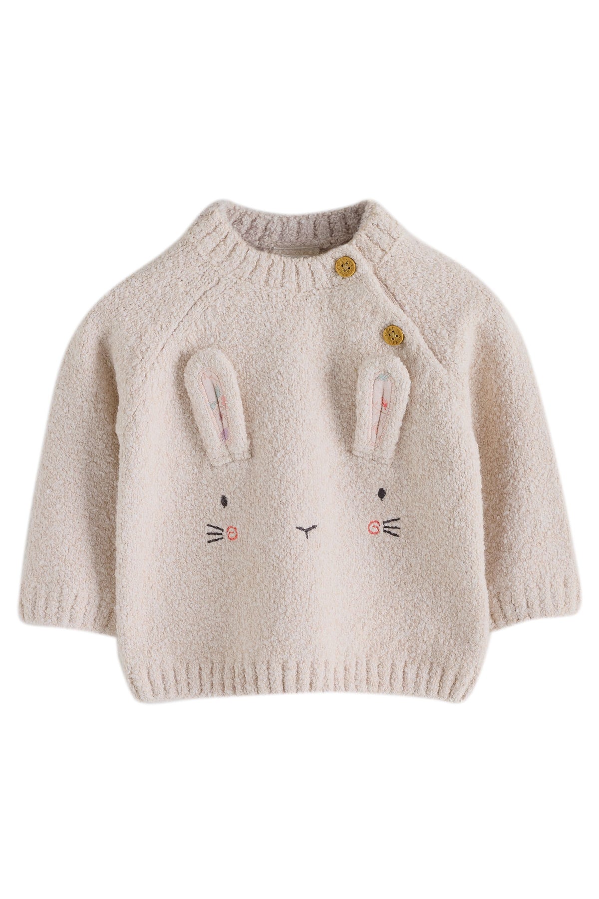 Ecru Bunny Knitted Jumper and Floral Leggings Baby Set 2 Piece - Neutral, Newborn, First Size - 1.5-2 Yrs, NEXT - imagine 5