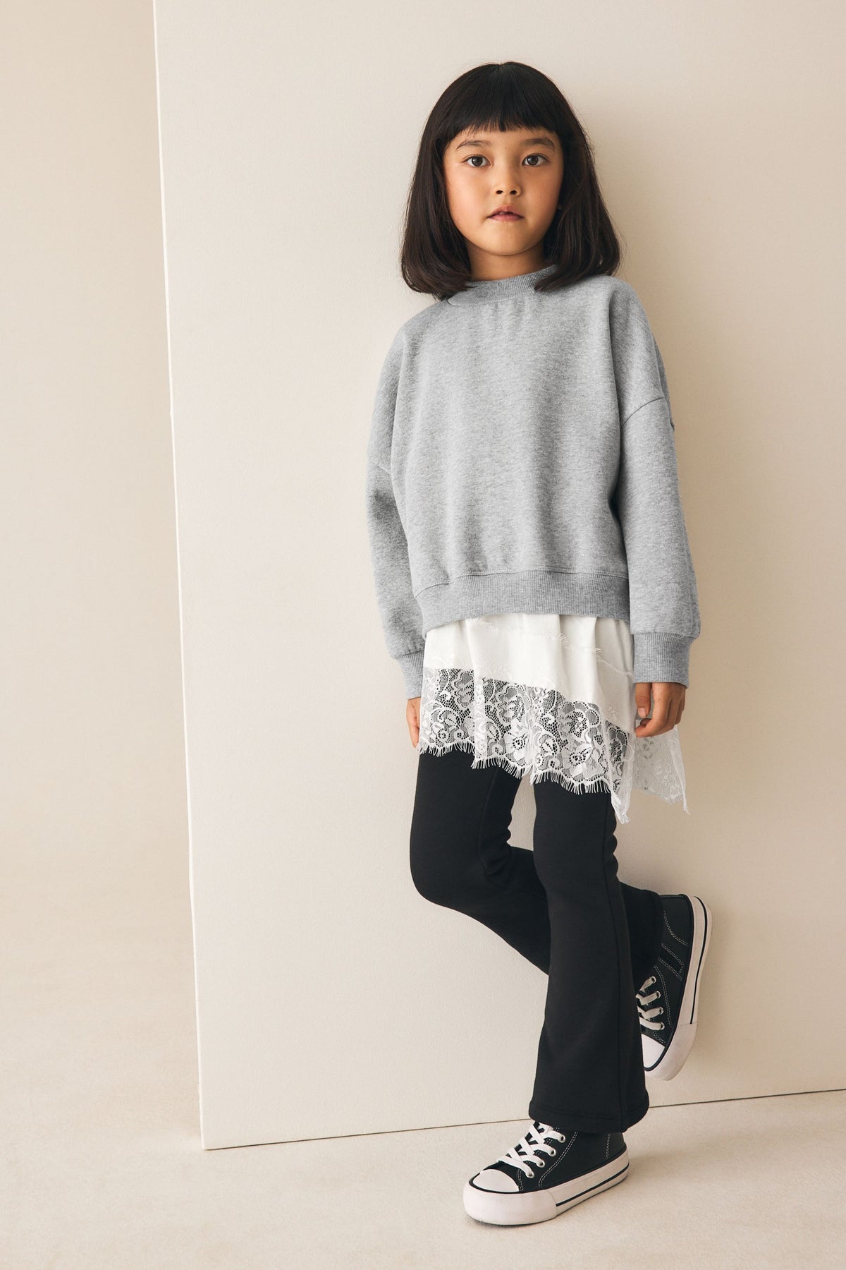 Sweatshirt cu Dantelă Gri - Gri, Fete, 3 ani - 16 ani, NEXT