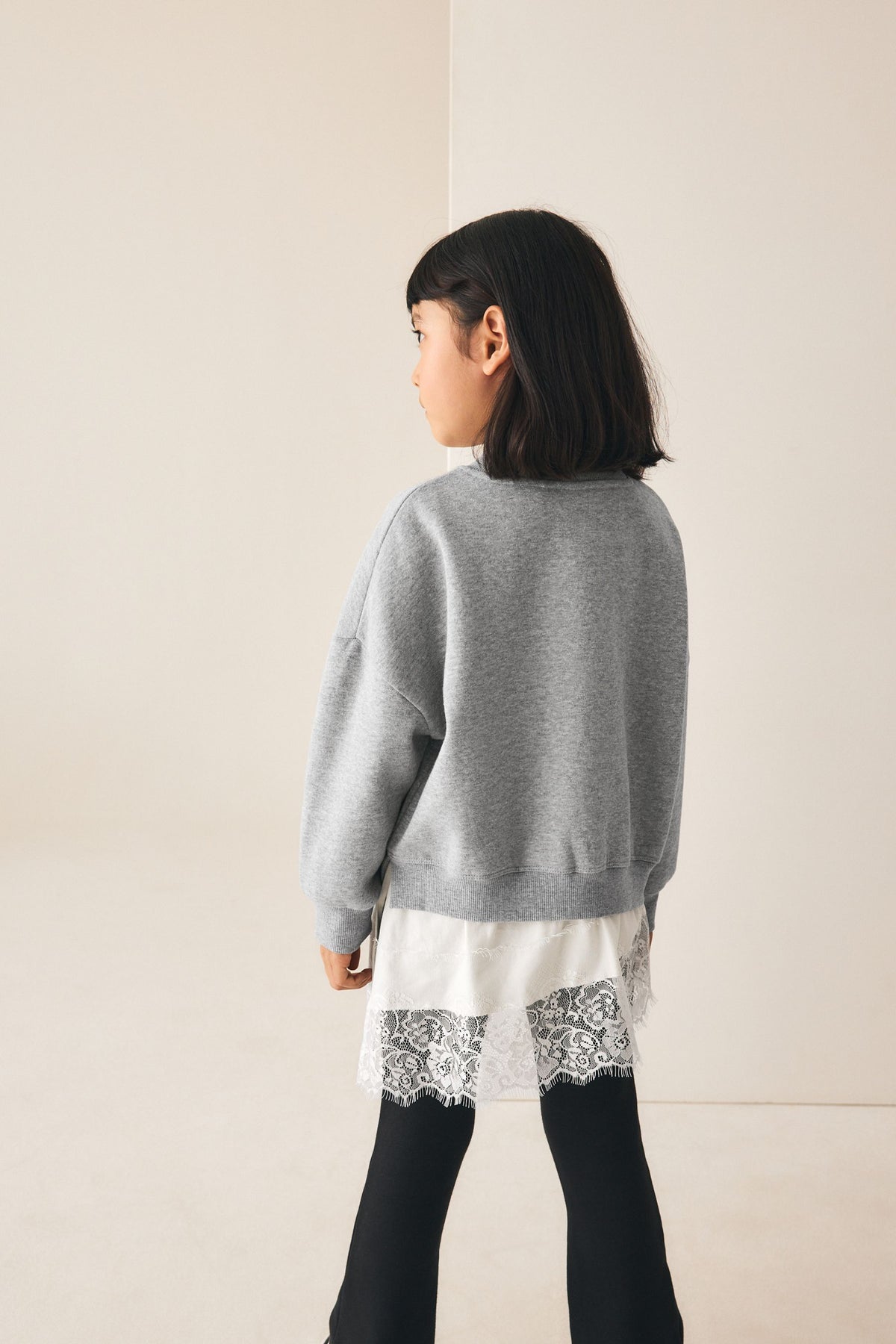 Sweatshirt cu Dantelă Gri - Gri, Fete, 3 ani - 16 ani, NEXT - imagine 2