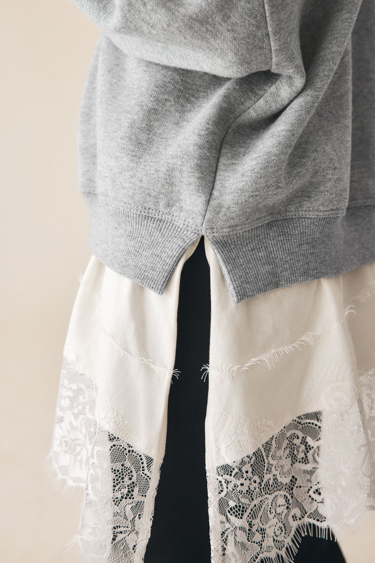 Sweatshirt cu Dantelă Gri - Gri, Fete, 3 ani - 16 ani, NEXT - imagine 3