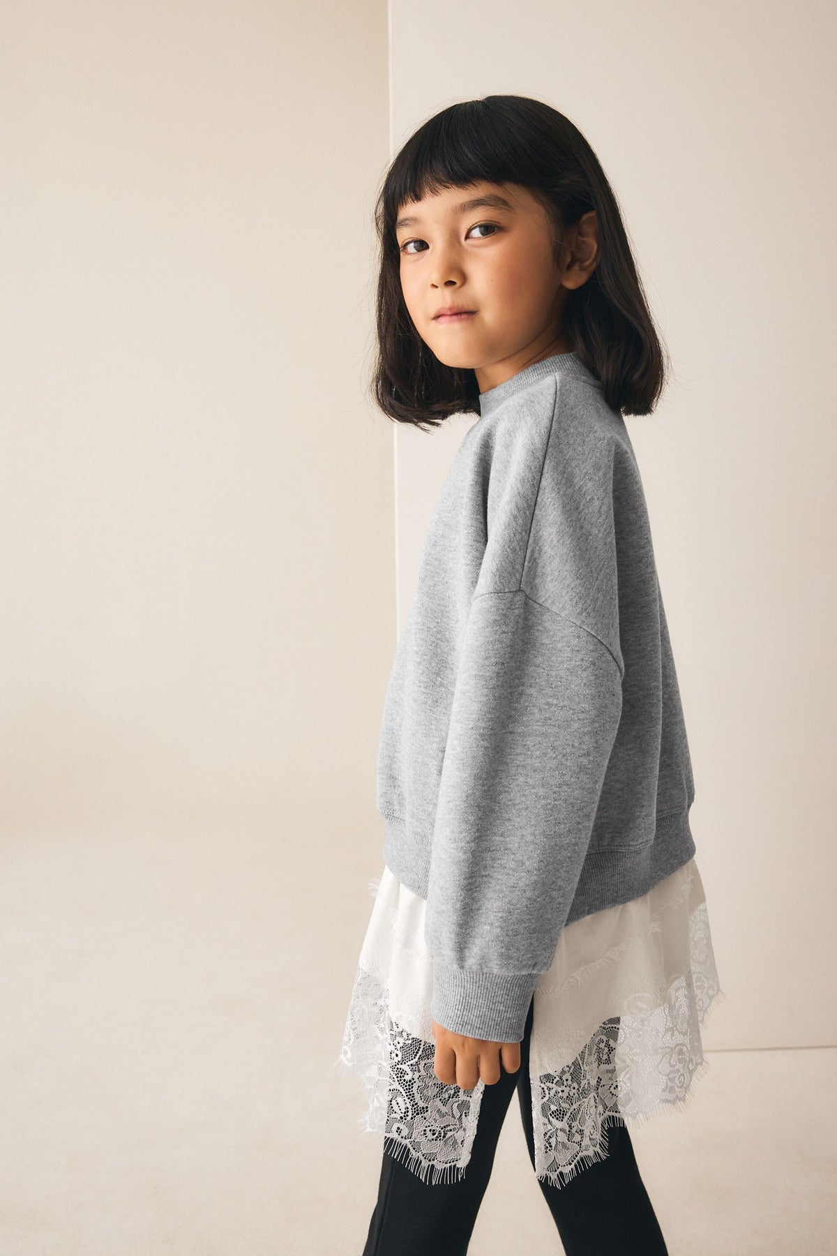 Sweatshirt cu Dantelă Gri - Gri, Fete, 3 ani - 16 ani, NEXT - imagine 4