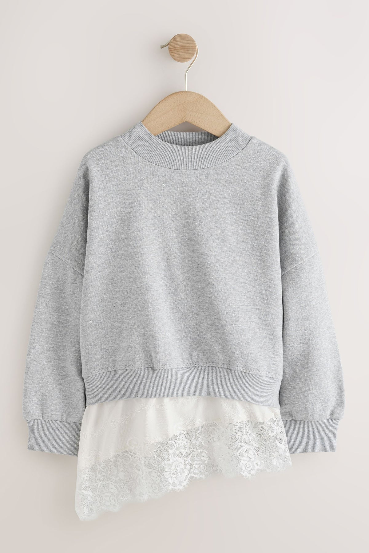 Sweatshirt cu Dantelă Gri - Gri, Fete, 3 ani - 16 ani, NEXT - imagine 5