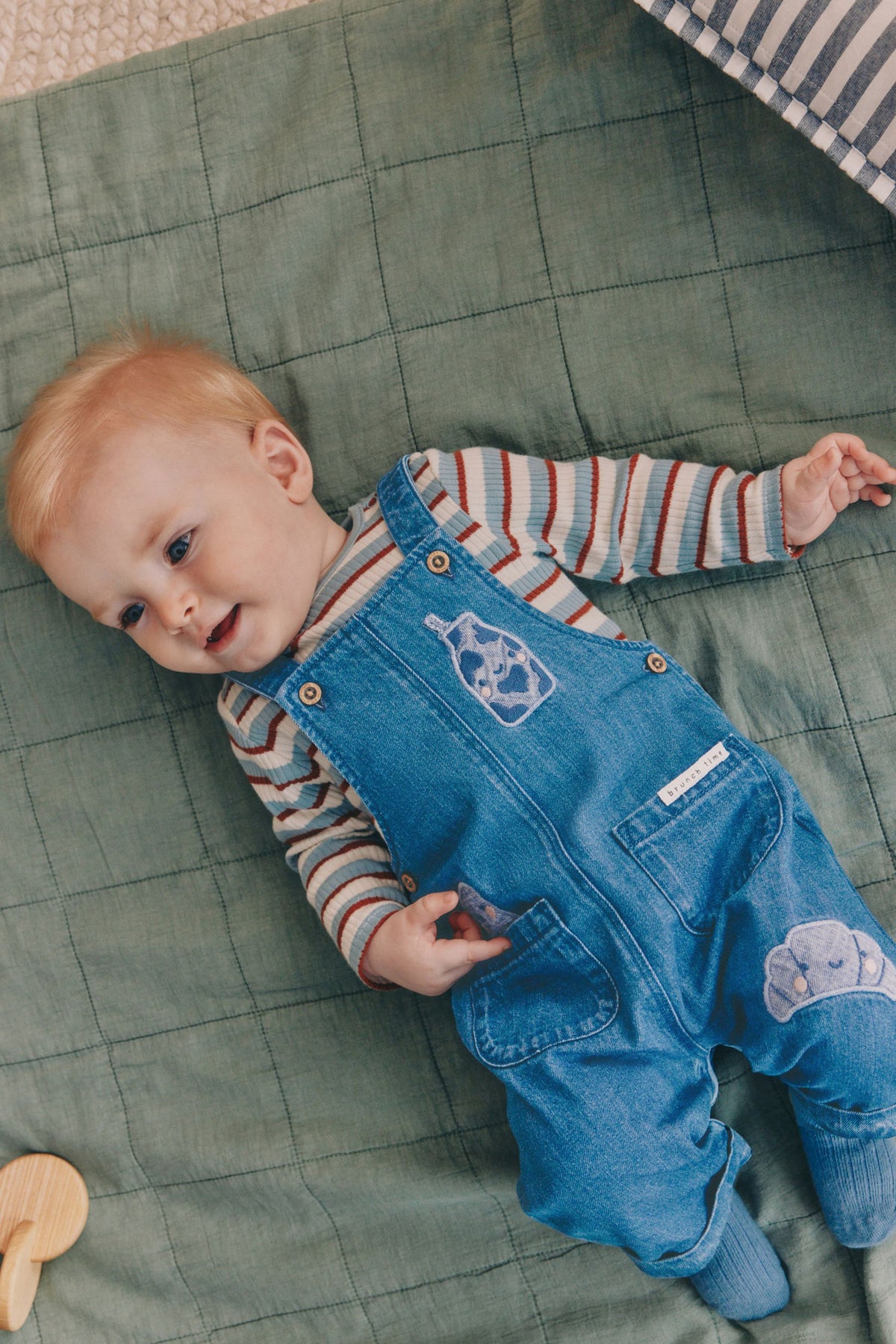 Blue Milk Club Denim Dungaree and Textured Bodysuit Baby Set - Blue, Newborn, Up To 1Mth - 1.5-2 Yrs, NEXT - imagine 3