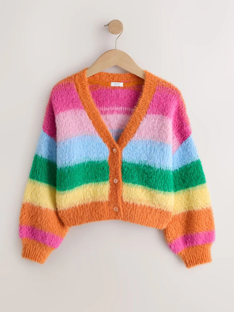 Cardigan cu decolteu în V și curcubeu – multicolor, fete, 3 ani - 14 ani, NEXT