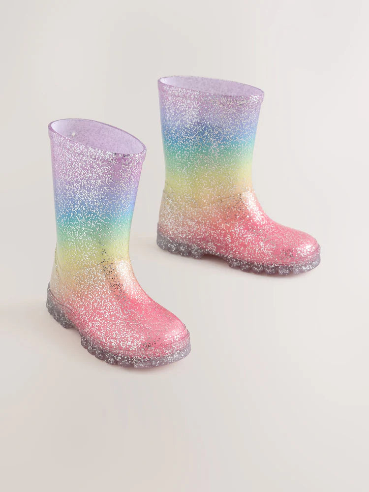 Cizme de cauciuc cu sclipici curcubeu – multicolor, fete, 19 EU - 30.5 EU, NEXT