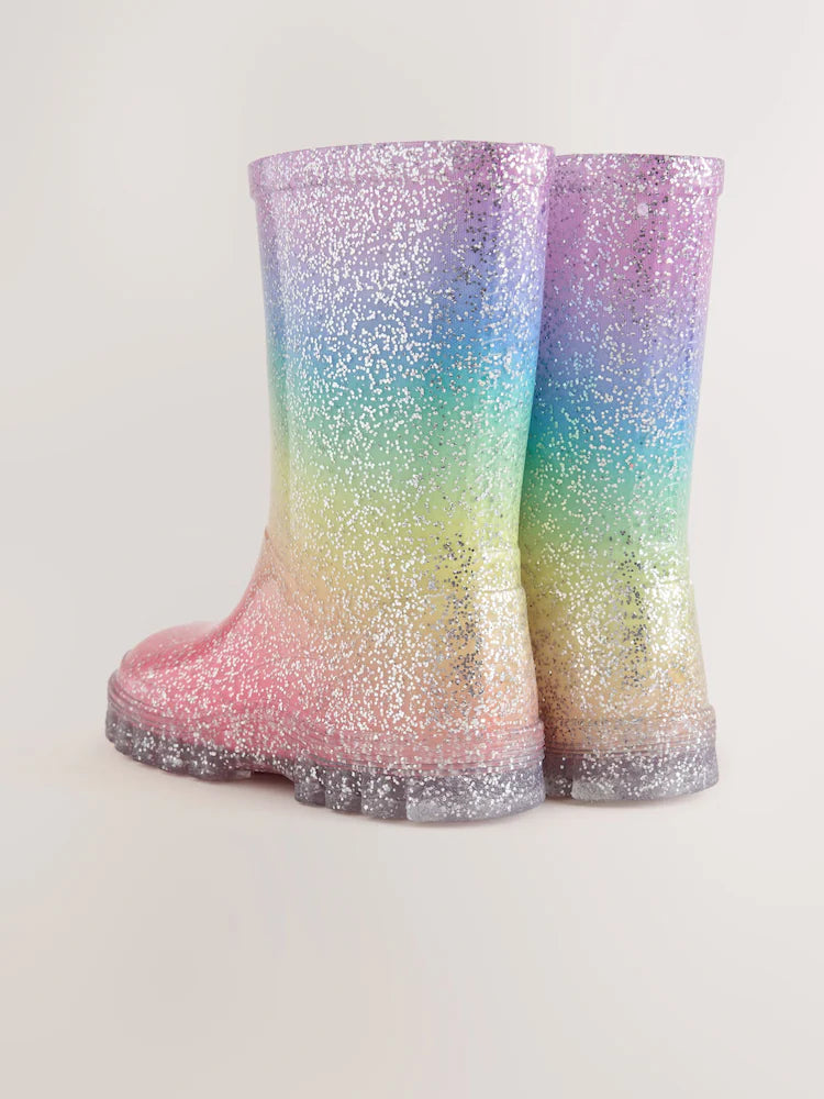 Cizme de cauciuc cu sclipici curcubeu – multicolor, fete, 19 EU - 30.5 EU, NEXT