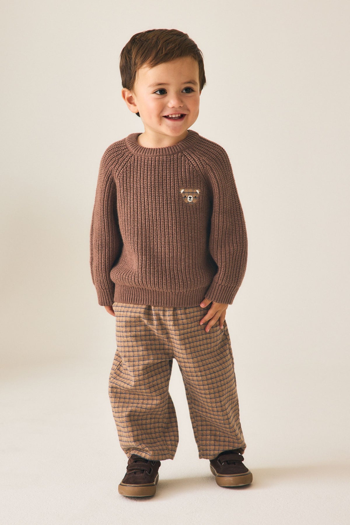 Pulover Tricotat Maro și Set de Pantaloni Largi - Maro, Băieți, 3-6 luni - 6-7 ani, NEXT - imagine 10